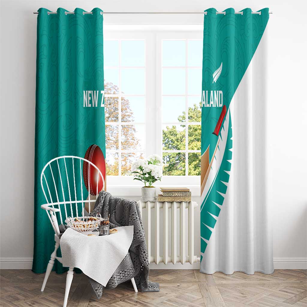 New Zealand Cricket Window Curtain Kiwi Birds Haka Dance Turquoise Fern Sporty Style
