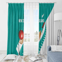New Zealand Cricket Window Curtain Kiwi Birds Haka Dance Turquoise Fern Sporty Style