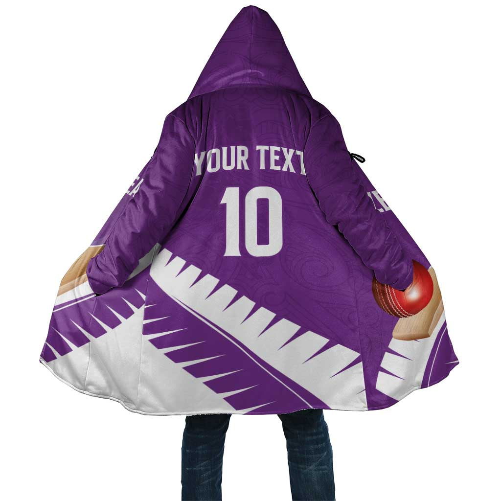 Custom New Zealand Cricket Cloak Kiwi Birds Haka Dance Purple Fern Sporty Style