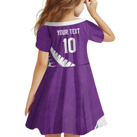 Custom New Zealand Cricket Family Matching Off Shoulder Maxi Dress and Hawaiian Shirt Kiwi Birds Haka Dance Purple Fern Sporty Style LT03 - Polynesian Pride