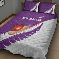 New Zealand Cricket Quilt Bed Set Kiwi Birds Haka Dance Purple Fern Sporty Style