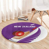 New Zealand Cricket Round Carpet Kiwi Birds Haka Dance Purple Fern Sporty Style