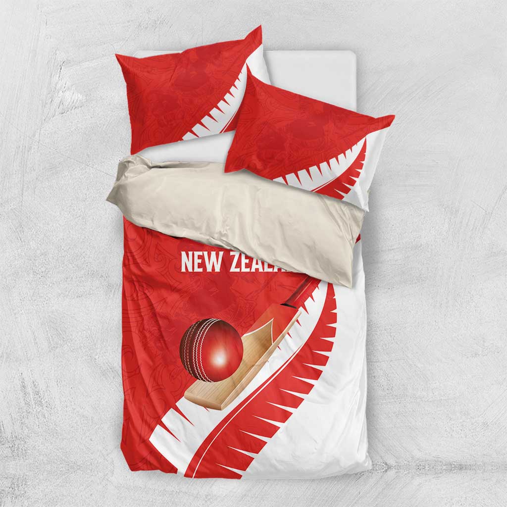 New Zealand Cricket Bedding Set Kiwi Birds Haka Dance Red Fern Sporty Style