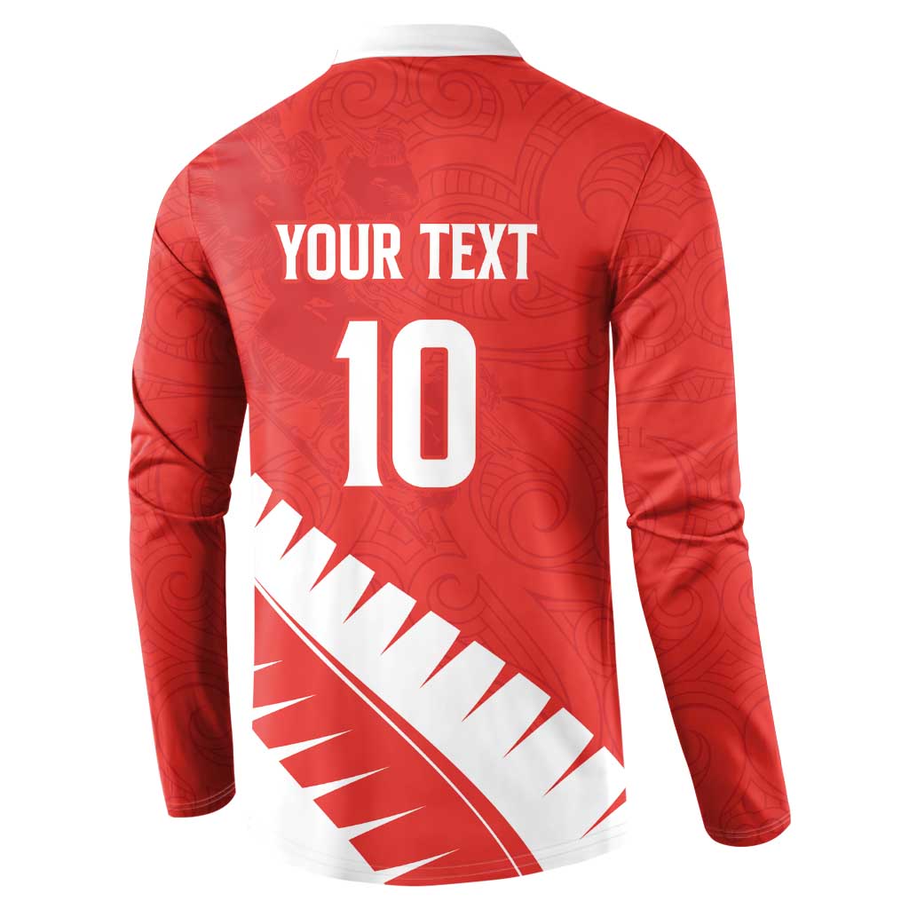 Custom New Zealand Cricket Button Sweatshirt Kiwi Birds Haka Dance Red Fern Sporty Style