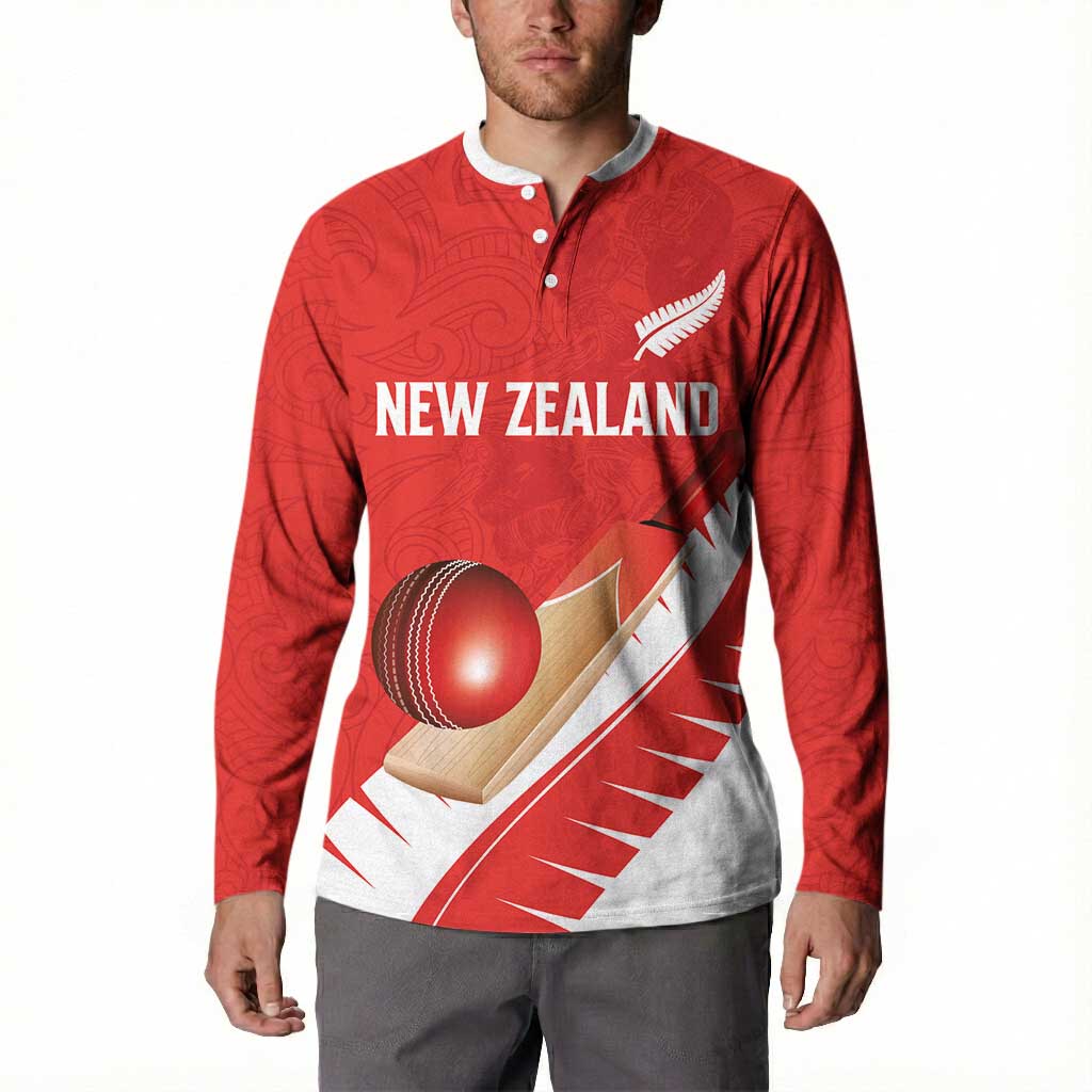 Custom New Zealand Cricket Button Sweatshirt Kiwi Birds Haka Dance Red Fern Sporty Style