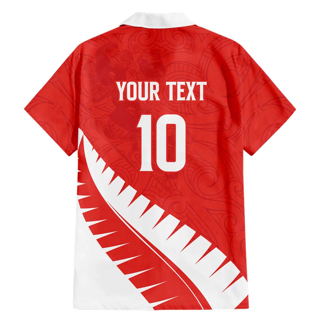 Custom New Zealand Cricket Hawaiian Shirt Kiwi Birds Haka Dance Red Fern Sporty Style