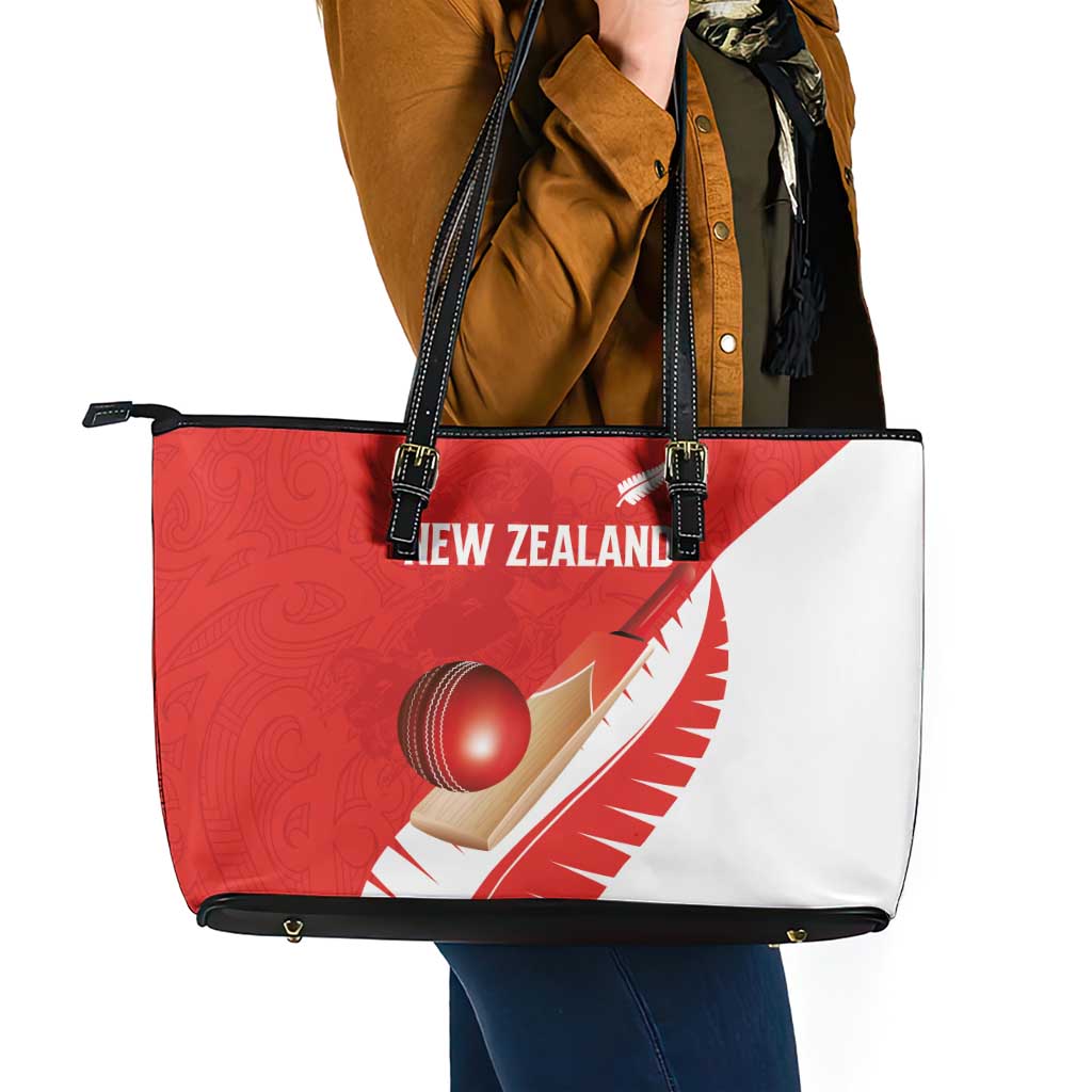 New Zealand Cricket Leather Tote Bag Kiwi Birds Haka Dance Red Fern Sporty Style