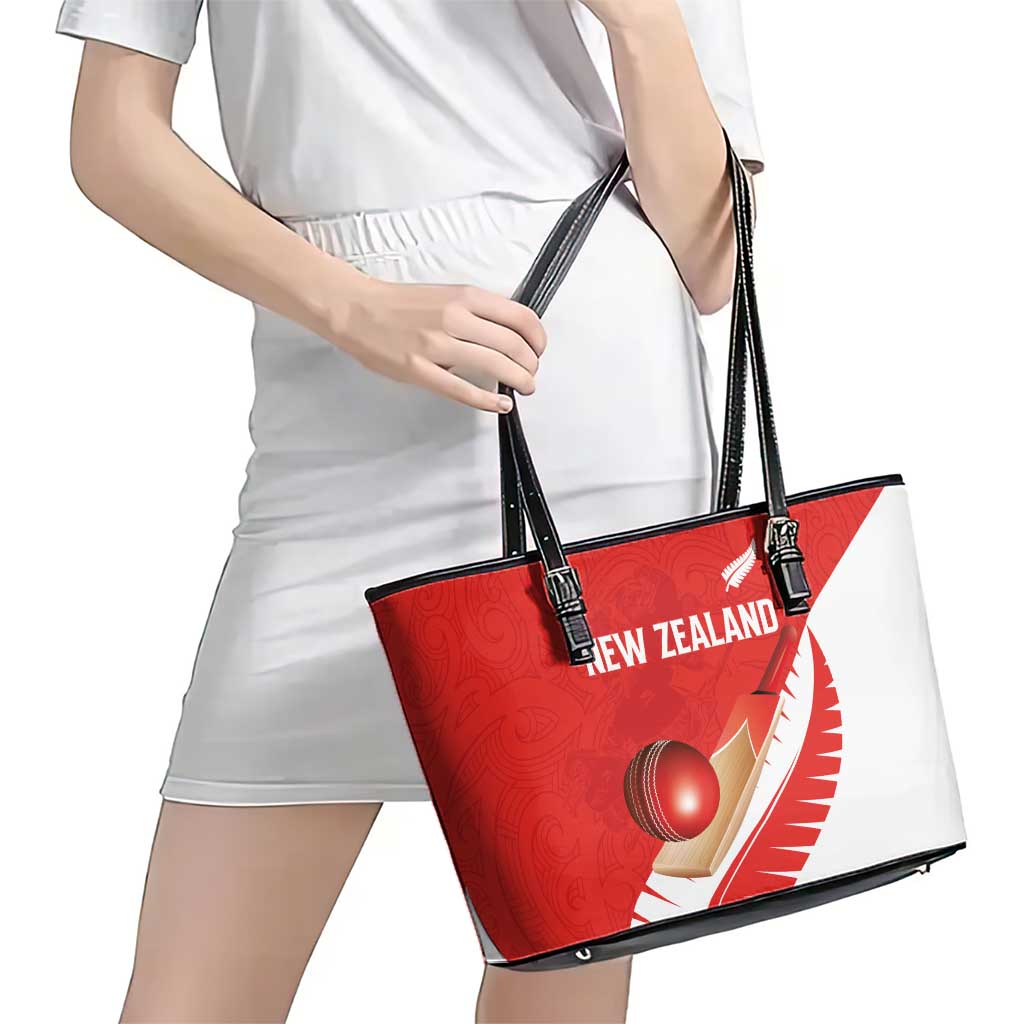 New Zealand Cricket Leather Tote Bag Kiwi Birds Haka Dance Red Fern Sporty Style