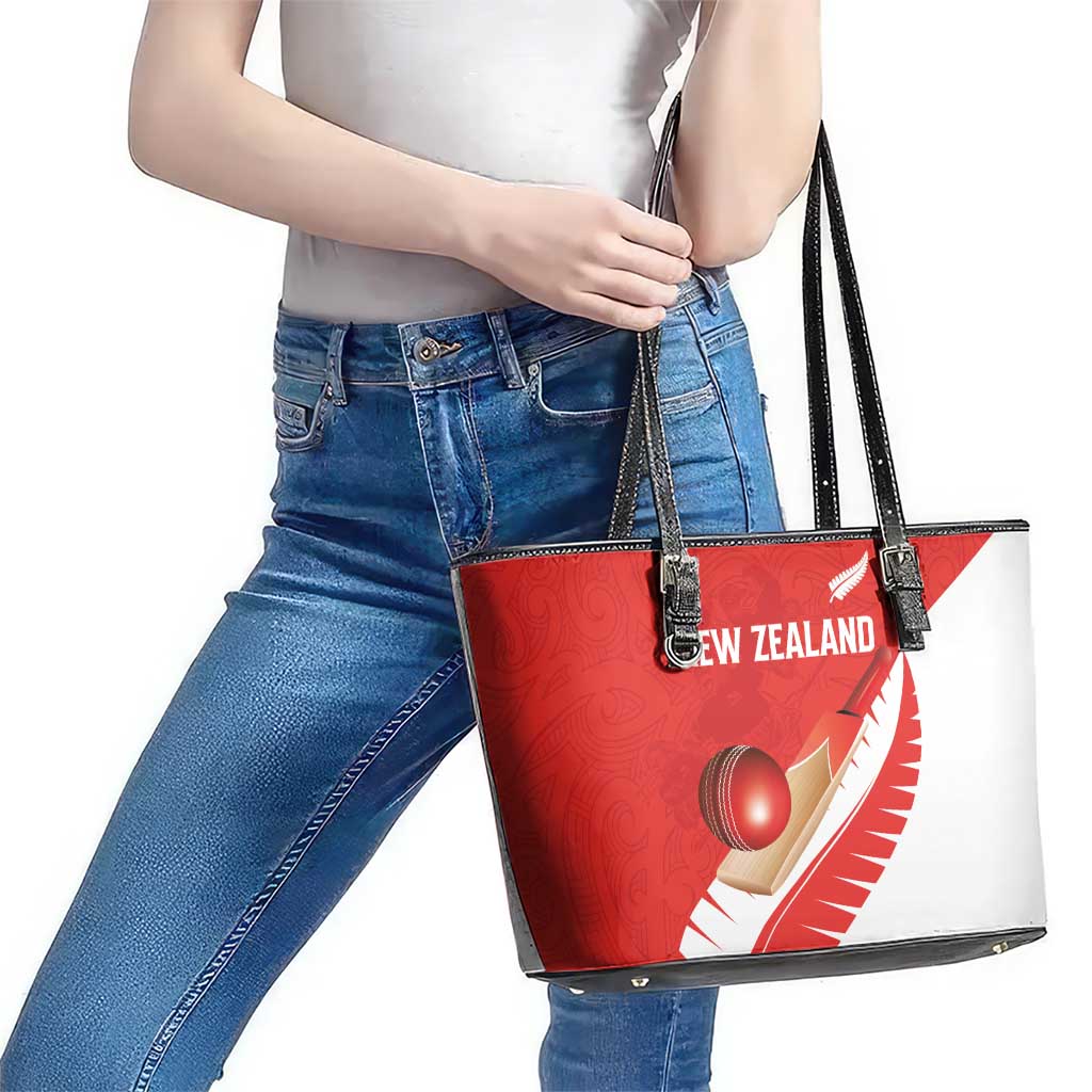 New Zealand Cricket Leather Tote Bag Kiwi Birds Haka Dance Red Fern Sporty Style
