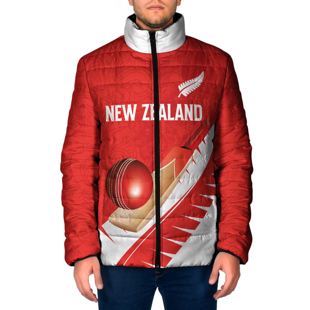 Custom New Zealand Cricket Padded Jacket Kiwi Birds Haka Dance Red Fern Sporty Style