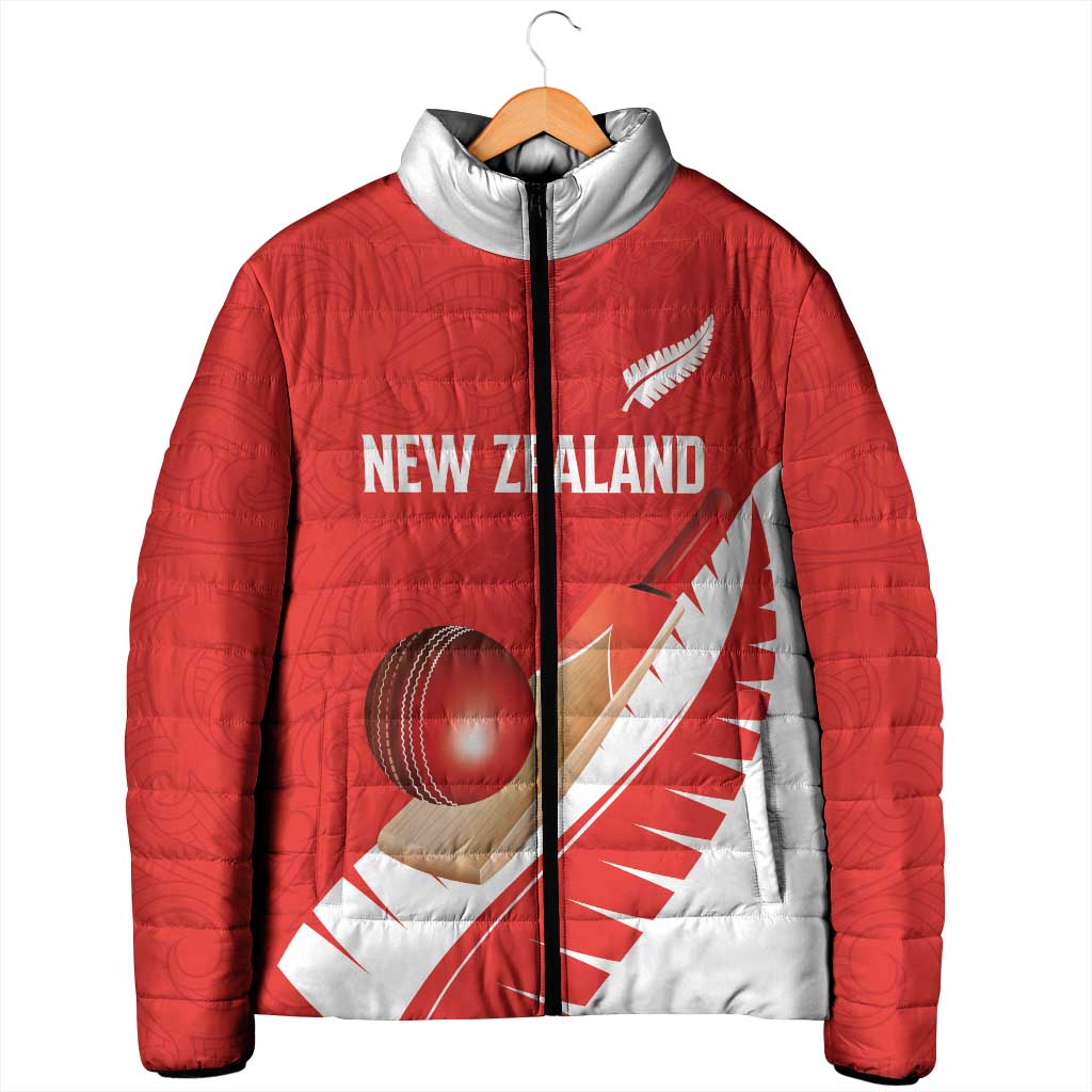 Custom New Zealand Cricket Padded Jacket Kiwi Birds Haka Dance Red Fern Sporty Style