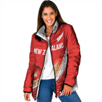 Custom New Zealand Cricket Padded Jacket Kiwi Birds Haka Dance Red Fern Sporty Style