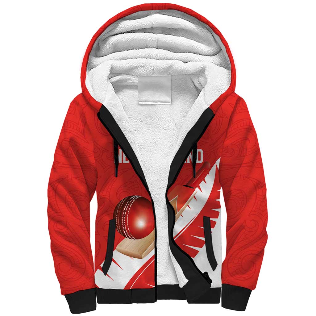 Custom New Zealand Cricket Sherpa Hoodie Kiwi Birds Haka Dance Red Fern Sporty Style
