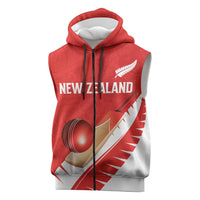 Custom New Zealand Cricket Sleeveless Zip Hoodie Kiwi Birds Haka Dance Red Fern Sporty Style