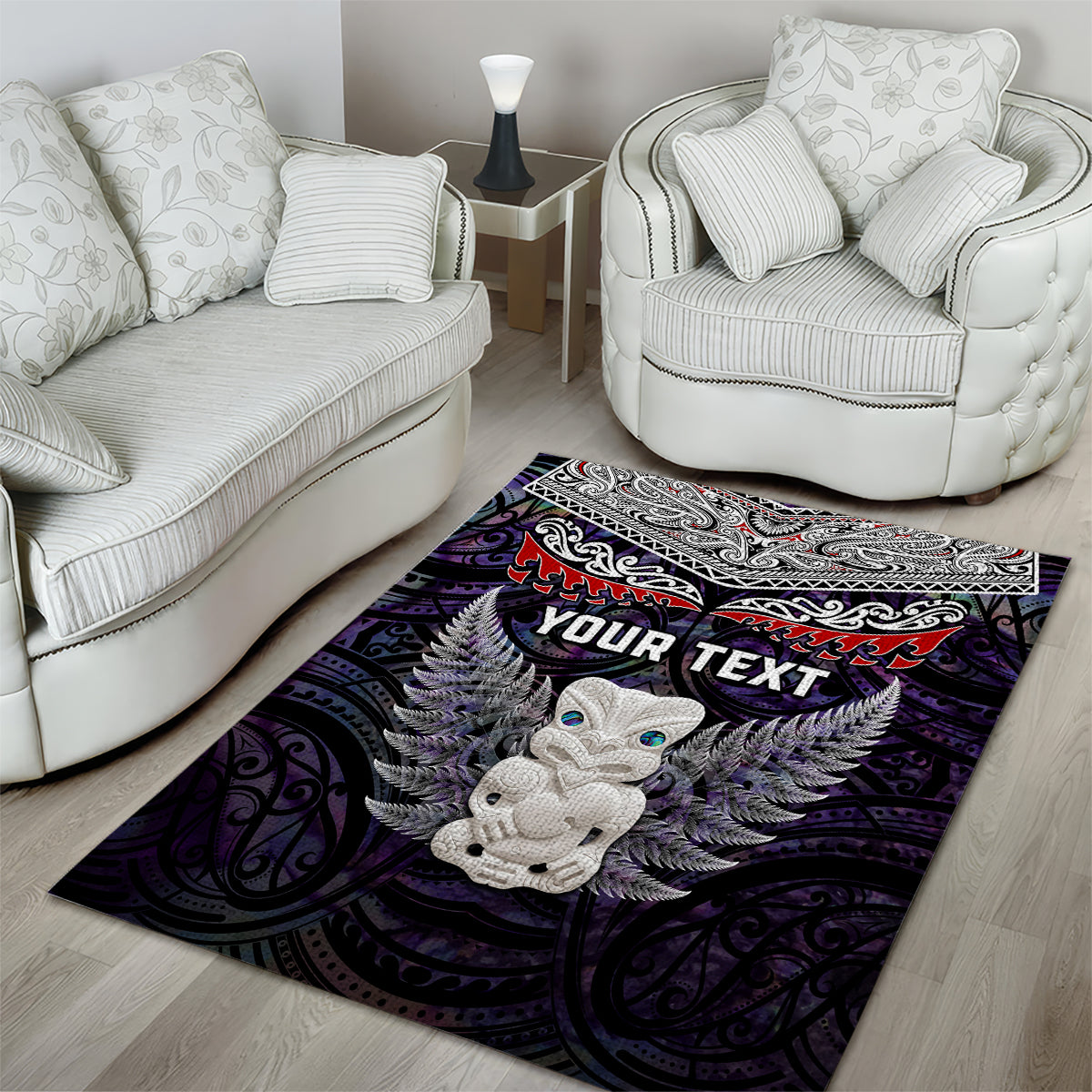 New Zealand Hei Tiki Area Rug Maori Purple Papua Shell Pattern LT03 - Polynesian Pride