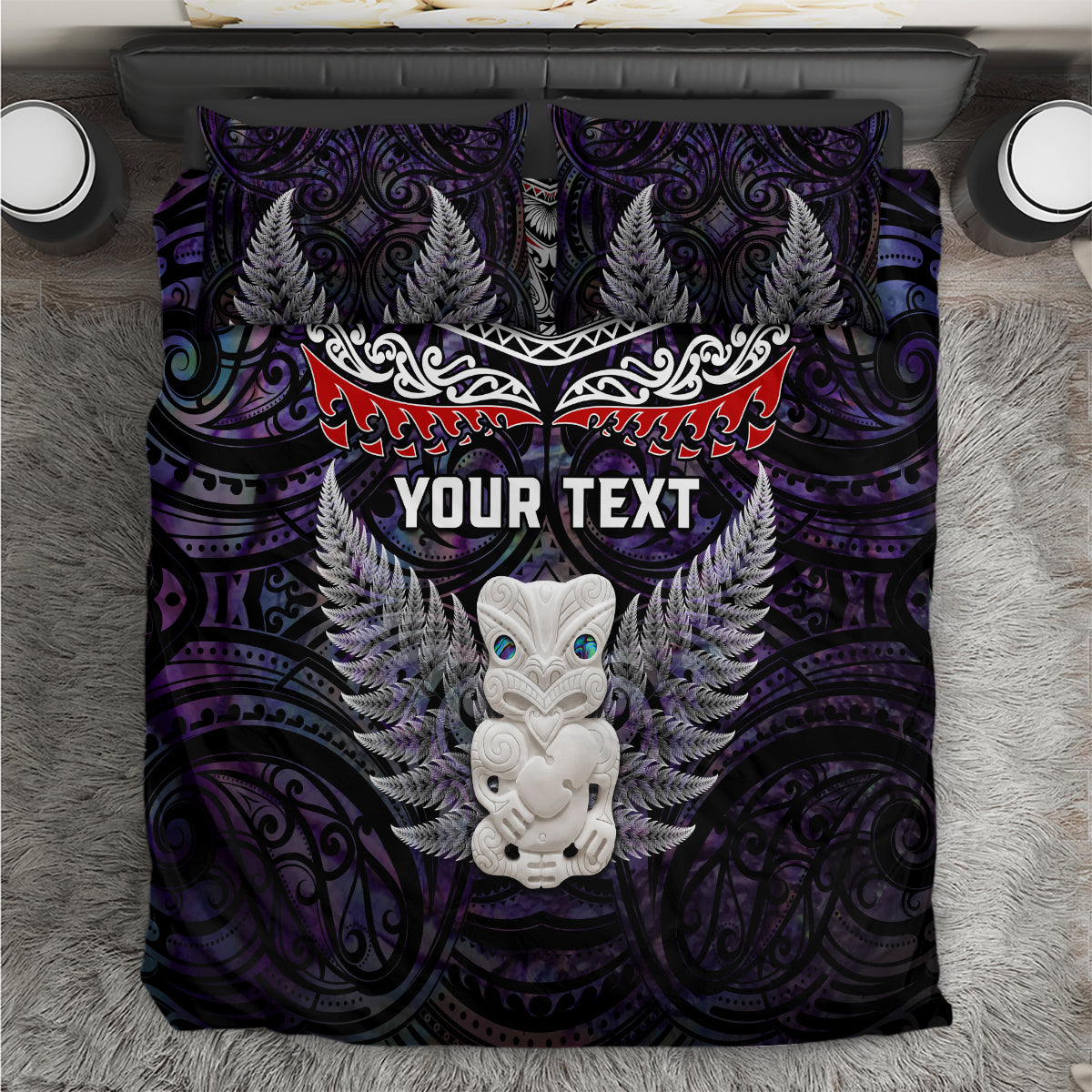 New Zealand Hei Tiki Bedding Set Maori Purple Papua Shell Pattern LT03 Purple - Polynesian Pride