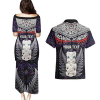 New Zealand Hei Tiki Couples Matching Puletasi and Hawaiian Shirt Maori Purple Papua Shell Pattern LT03 - Polynesian Pride