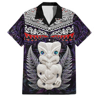New Zealand Hei Tiki Family Matching Long Sleeve Bodycon Dress and Hawaiian Shirt Maori Purple Papua Shell Pattern LT03 Dad's Shirt - Short Sleeve Purple - Polynesian Pride