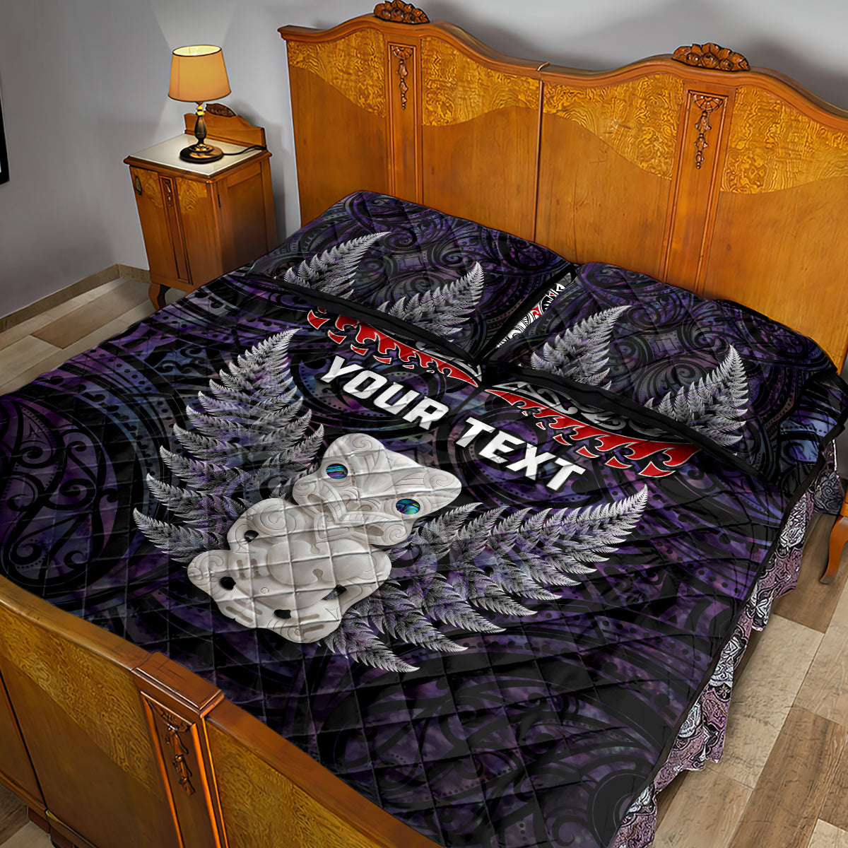 New Zealand Hei Tiki Quilt Bed Set Maori Purple Papua Shell Pattern LT03 - Polynesian Pride