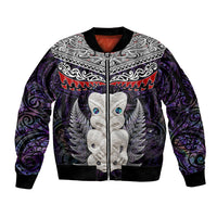 New Zealand Hei Tiki Sleeve Zip Bomber Jacket Maori Purple Papua Shell Pattern LT03 Unisex Purple - Polynesian Pride