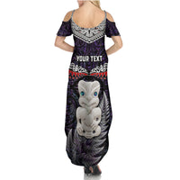 New Zealand Hei Tiki Summer Maxi Dress Maori Purple Papua Shell Pattern LT03 - Polynesian Pride