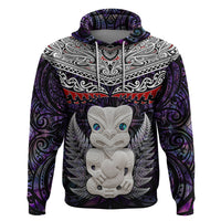 New Zealand Hei Tiki Zip Hoodie Maori Purple Papua Shell Pattern LT03 Pullover Hoodie Purple - Polynesian Pride