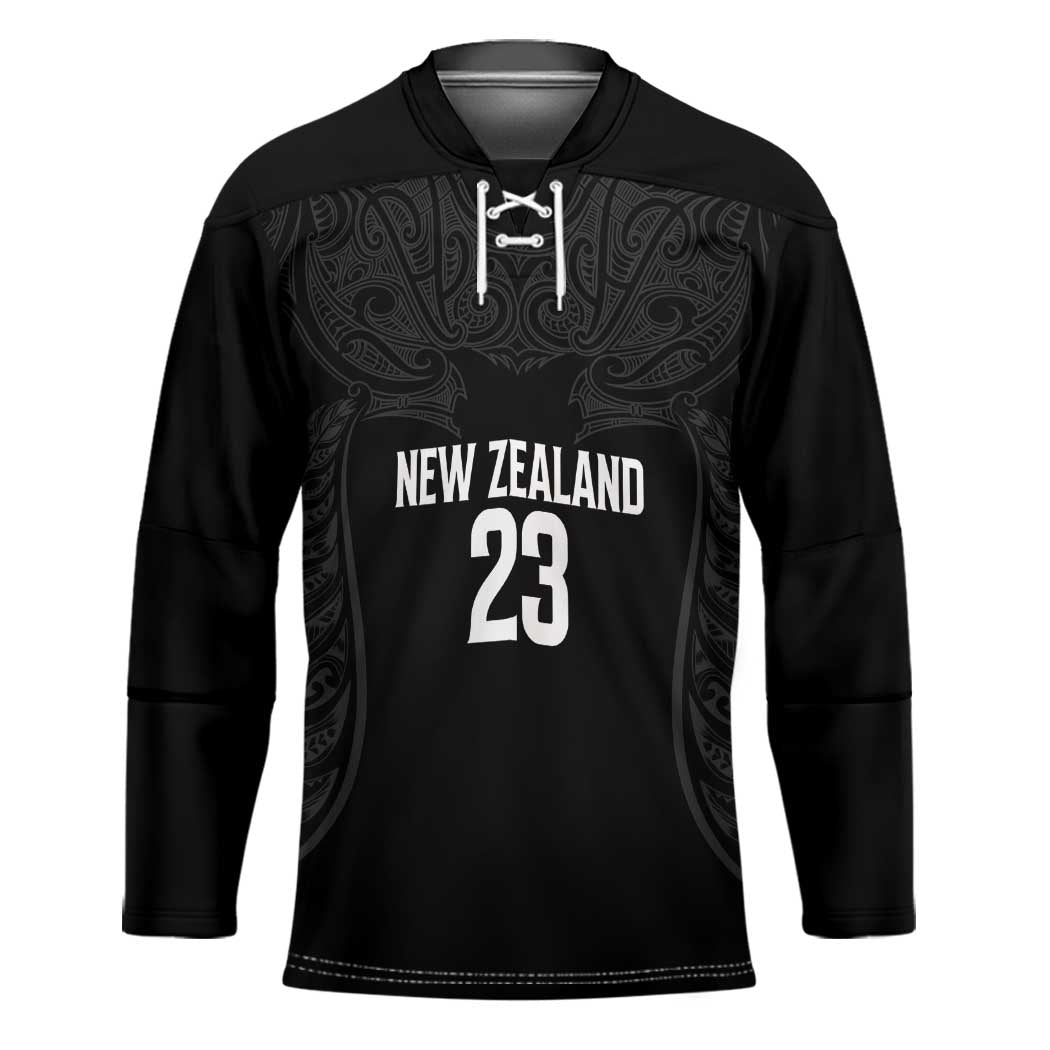 New Zealand Basketball Ta Moko Tribal Custom Hockey Jersey LT03 Unisex Black - Polynesian Pride