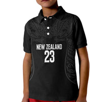 New Zealand Basketball Ta Moko Tribal Custom Kid Polo Shirt LT03 Kid Black - Polynesian Pride