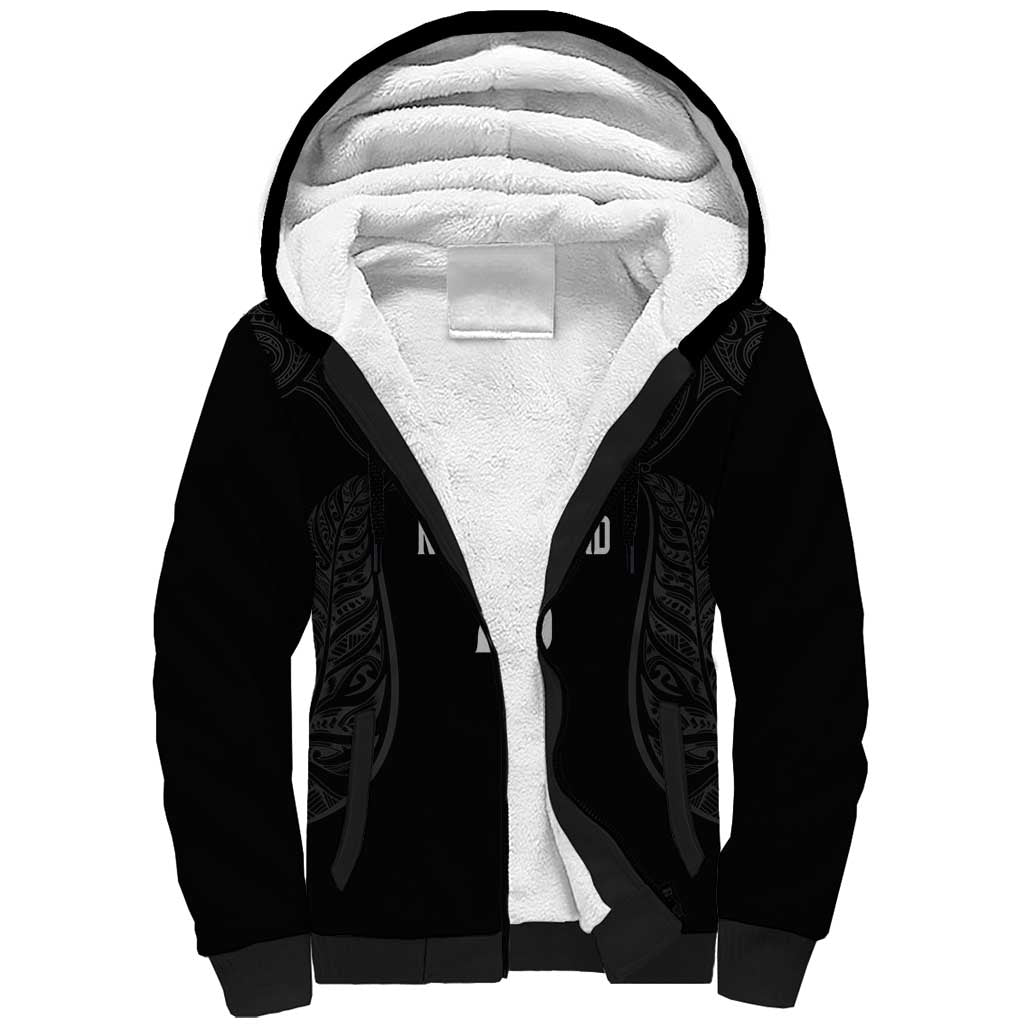 New Zealand Basketball Ta Moko Tribal Custom Sherpa Hoodie LT03 Unisex Black - Polynesian Pride