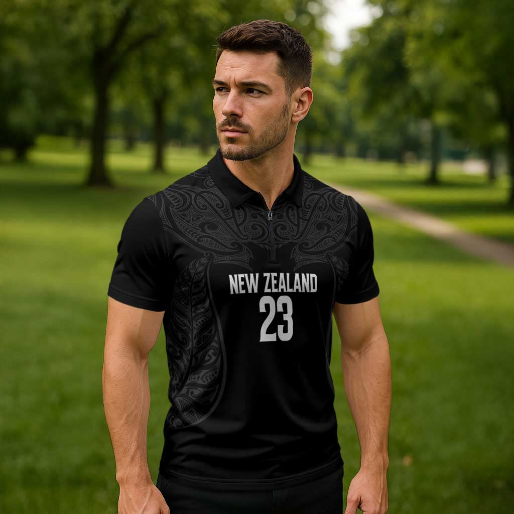 New Zealand Basketball Ta Moko Tribal Custom Zipper Polo Shirt LT03 - Polynesian Pride