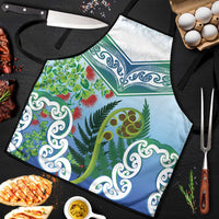 Aotearoa New Zealand Natural Plants Apron Pohutukawa with Silver Ferns Koru Frond Maori Tattoos LT03 Multicolor - Polynesian Pride