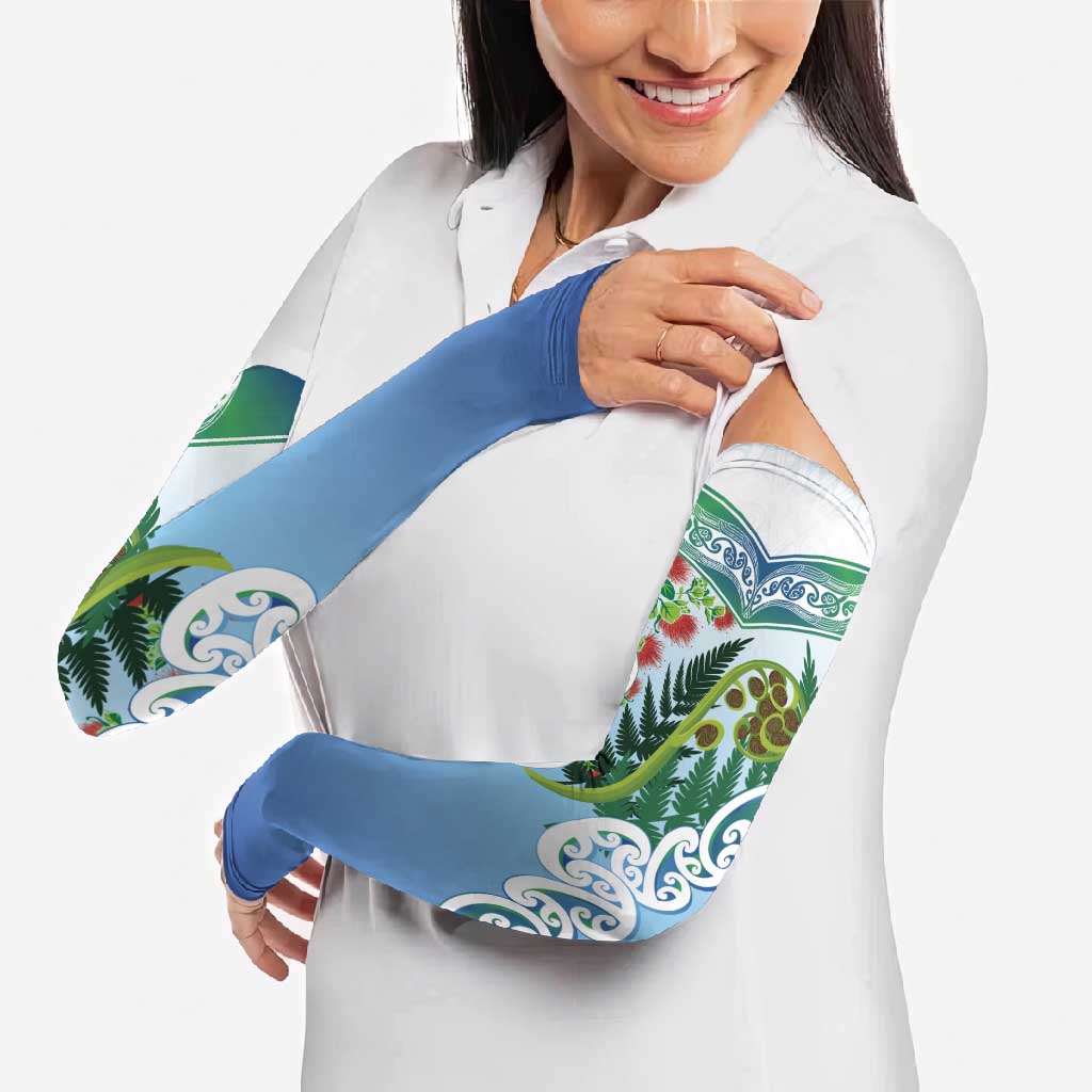 Aotearoa New Zealand Natural Plants Arm Sleeves Pohutukawa with Silver Ferns Koru Frond Maori Tattoos