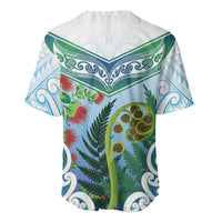Aotearoa New Zealand Natural Plants Baseball Jersey Pohutukawa with Silver Ferns Koru Frond Maori Tattoos LT03 - Polynesian Pride