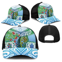 Aotearoa New Zealand Natural Plants Baseball Net Cap Pohutukawa with Silver Ferns Koru Frond Maori Tattoos LT03 - Polynesian Pride