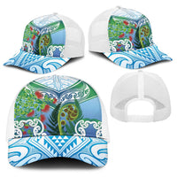 Aotearoa New Zealand Natural Plants Baseball Net Cap Pohutukawa with Silver Ferns Koru Frond Maori Tattoos LT03 - Polynesian Pride