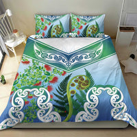 Aotearoa New Zealand Natural Plants Bedding Set Pohutukawa with Silver Ferns Koru Frond Maori Tattoos LT03 - Polynesian Pride