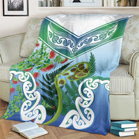 Aotearoa New Zealand Natural Plants Blanket Pohutukawa with Silver Ferns Koru Frond Maori Tattoos LT03 - Polynesian Pride