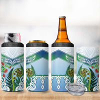 Aotearoa New Zealand Natural Plants 4 in 1 Can Cooler Tumbler Pohutukawa with Silver Ferns Koru Frond Maori Tattoos LT03 - Polynesian Pride