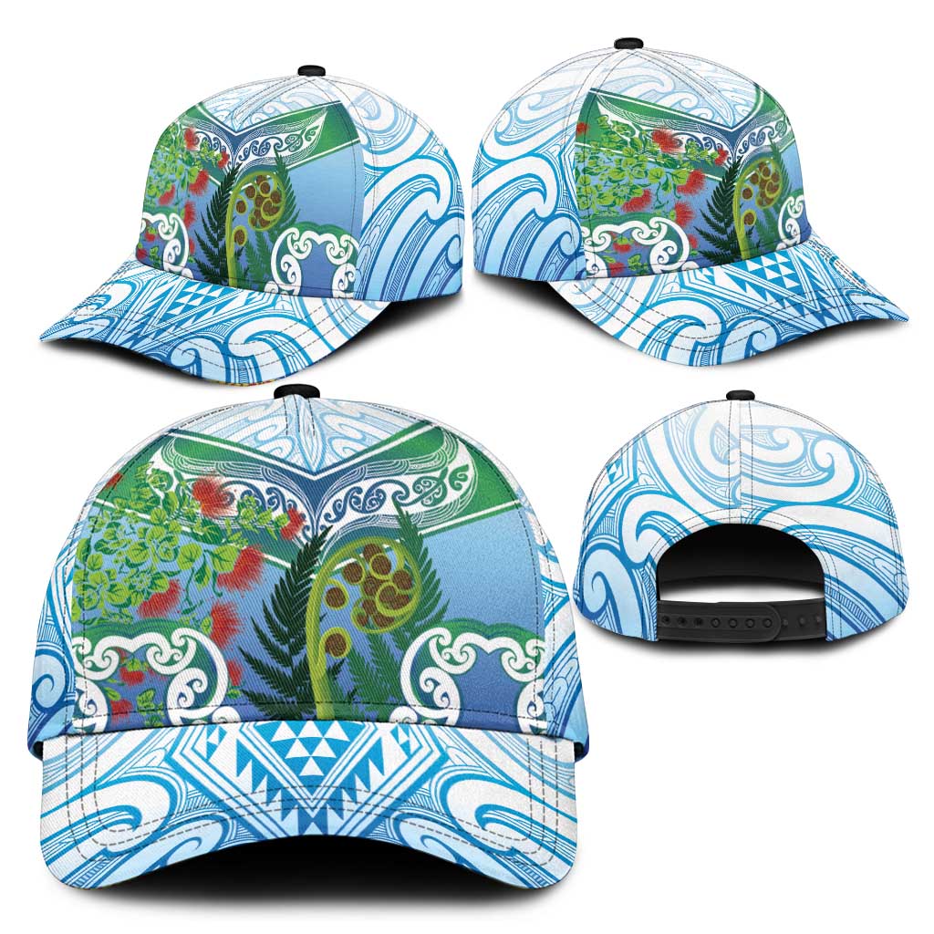 Aotearoa New Zealand Natural Plants Classic Cap Pohutukawa with Silver Ferns Koru Frond Maori Tattoos LT03 - Polynesian Pride