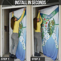 Aotearoa New Zealand Natural Plants Door Cover Pohutukawa with Silver Ferns Koru Frond Maori Tattoos