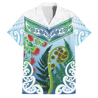 Aotearoa New Zealand Natural Plants Family Matching Mermaid Dress and Hawaiian Shirt Pohutukawa with Silver Ferns Koru Frond Maori Tattoos LT03 Dad's Shirt - Short Sleeve Multicolor - Polynesian Pride