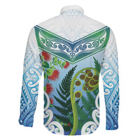 Aotearoa New Zealand Natural Plants Family Matching Mermaid Dress and Hawaiian Shirt Pohutukawa with Silver Ferns Koru Frond Maori Tattoos LT03 - Polynesian Pride