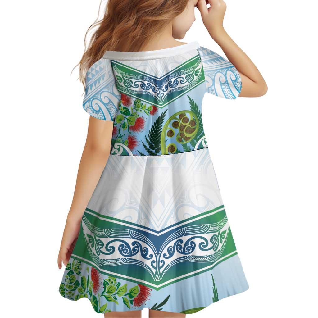 Aotearoa New Zealand Natural Plants Family Matching Summer Maxi Dress and Hawaiian Shirt Pohutukawa with Silver Ferns Koru Frond Maori Tattoos LT03 - Polynesian Pride