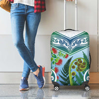 Aotearoa New Zealand Natural Plants Luggage Cover Pohutukawa with Silver Ferns Koru Frond Maori Tattoos