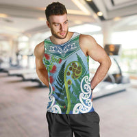 Aotearoa New Zealand Natural Plants Men Tank Top Pohutukawa with Silver Ferns Koru Frond Maori Tattoos