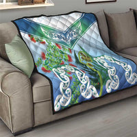Aotearoa New Zealand Natural Plants Quilt Pohutukawa with Silver Ferns Koru Frond Maori Tattoos LT03 - Polynesian Pride