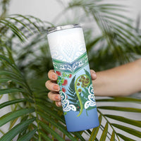 Aotearoa New Zealand Natural Plants Skinny Tumbler Pohutukawa with Silver Ferns Koru Frond Maori Tattoos LT03 - Polynesian Pride