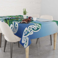 Aotearoa New Zealand Natural Plants Tablecloth Pohutukawa with Silver Ferns Koru Frond Maori Tattoos LT03 - Polynesian Pride