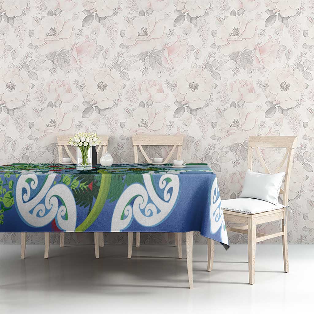 Aotearoa New Zealand Natural Plants Tablecloth Pohutukawa with Silver Ferns Koru Frond Maori Tattoos LT03 - Polynesian Pride
