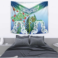 Aotearoa New Zealand Natural Plants Tapestry Pohutukawa with Silver Ferns Koru Frond Maori Tattoos LT03 - Polynesian Pride